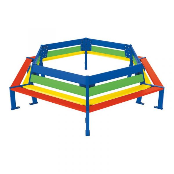 Banc entourage d arbre école couleur